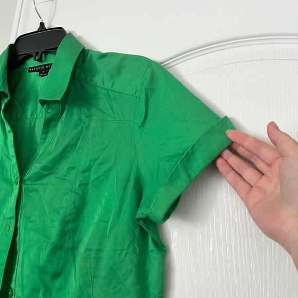 Antonio Melani | green short sleeve button up blouse - M - Picture 5 of 8